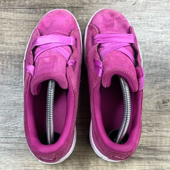 PUMA~Youth Girl’s~Suede Pink Wide Lace Sneakers Size 3C - Picture 6 of 8